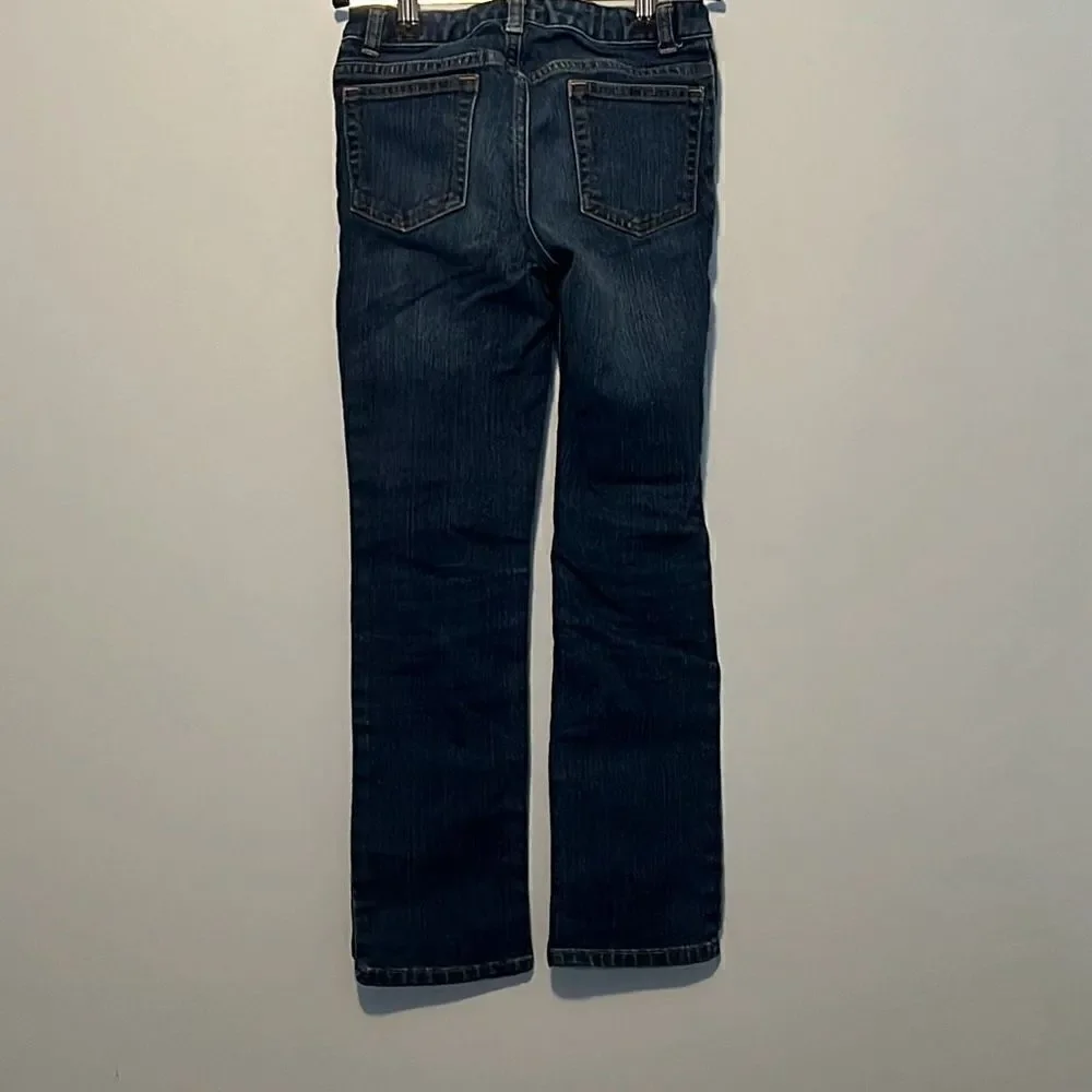Lands' End Youth Boy's Blue Dark Wash Stretch Straight Leg Denim Jeans Size 8S